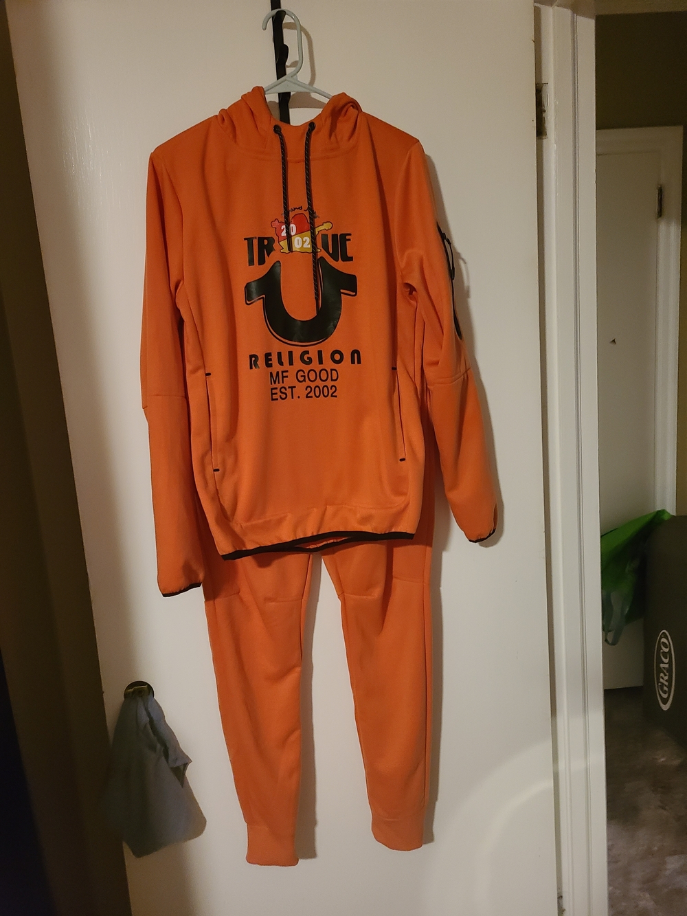 True Religion Orange Hooded Jogger Set